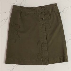 Army green with appliqués a-line skirt